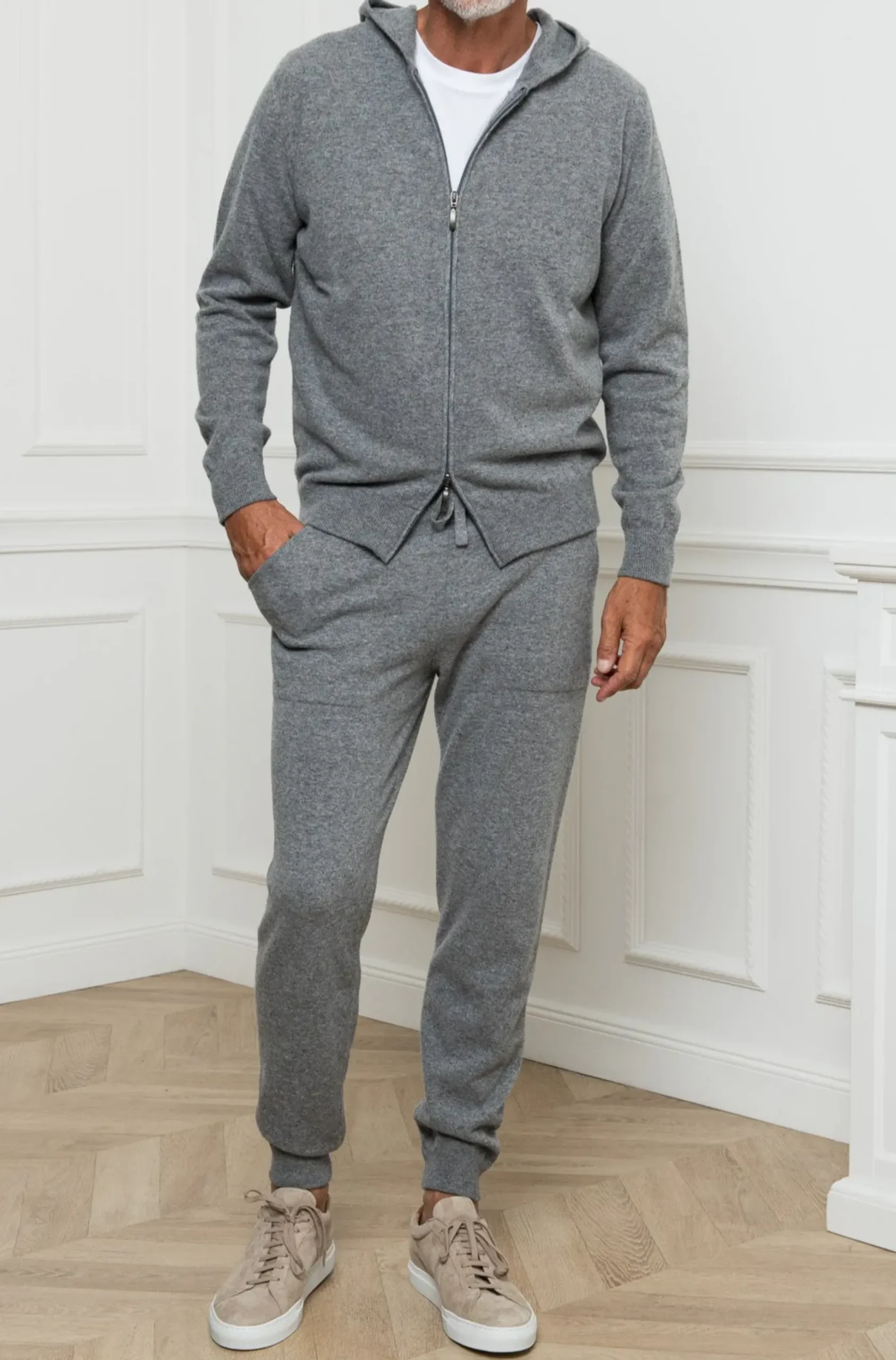 Pini Parma Grey Leisure Zip Hoodie - Made In Italy Flash Sale