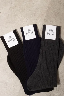 Pini Parma Grey Long Socks - Made In Italy Hot