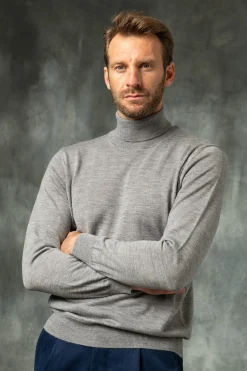 Pini Parma Grey Merino Turtleneck – Made In Italy Online