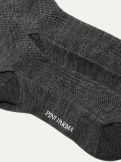 Pini Parma Grey Micro Fancy Short Socks - Made In Italy Cheap