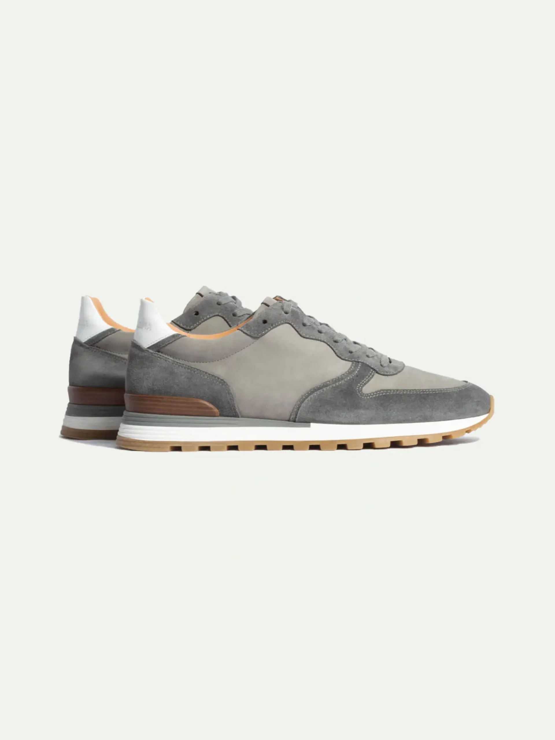Pini Parma Grey Nabuk And Suede Runners - Made In Italy Online