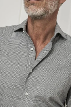 Pini Parma Grey Prince Of Wales Shirt - Made In Italy Fashion