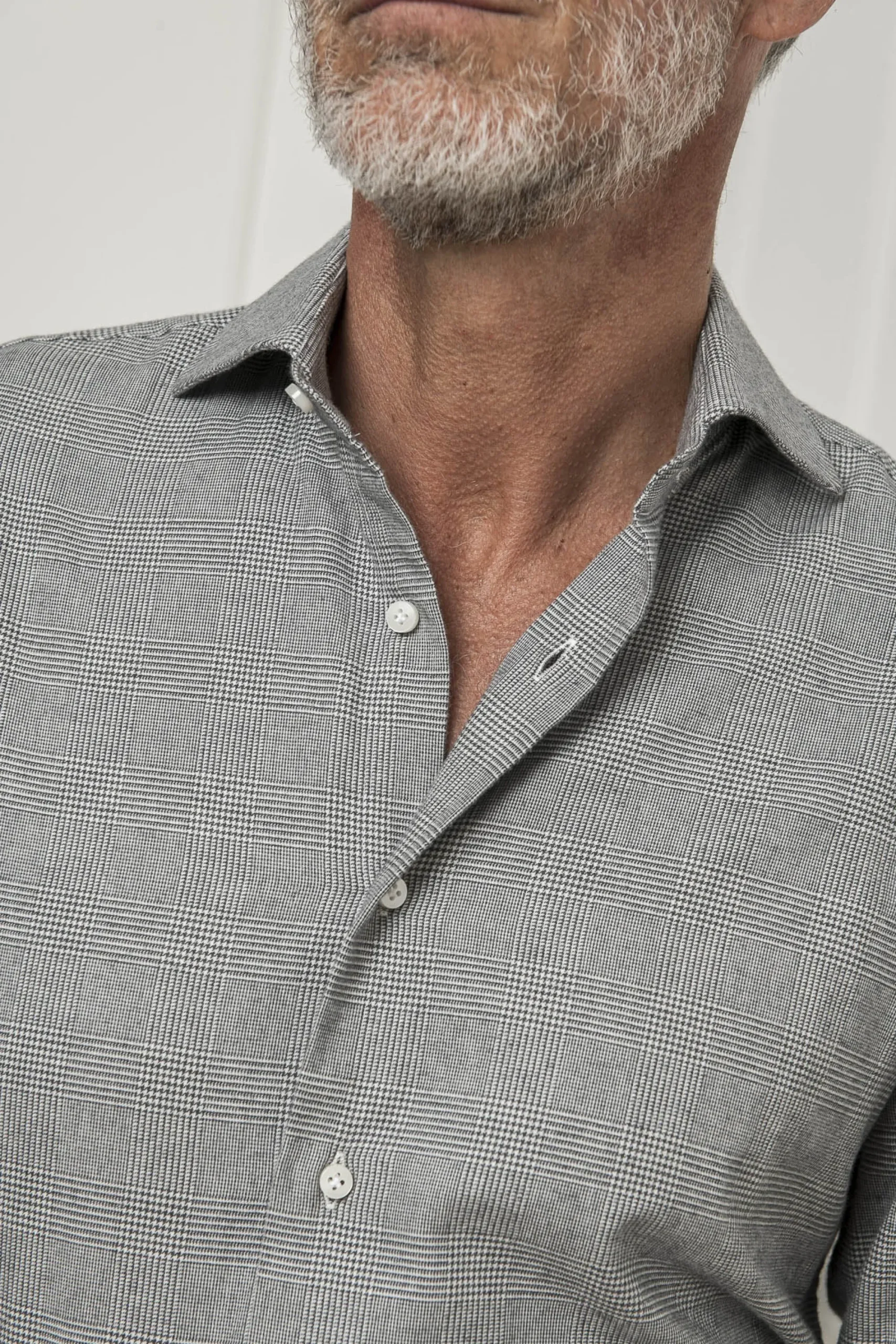 Pini Parma Grey Prince Of Wales Shirt - Made In Italy Fashion