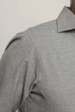 Pini Parma Grey Prince Of Wales Shirt - Made In Italy Fashion