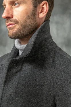 Pini Parma Grey Raglan Coat In Loro Piana Wool – Made In Italy Discount