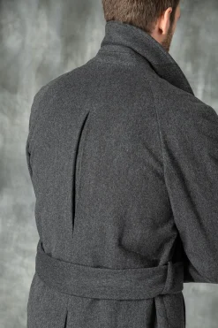 Pini Parma Grey Raglan Coat In Loro Piana Wool – Made In Italy Discount