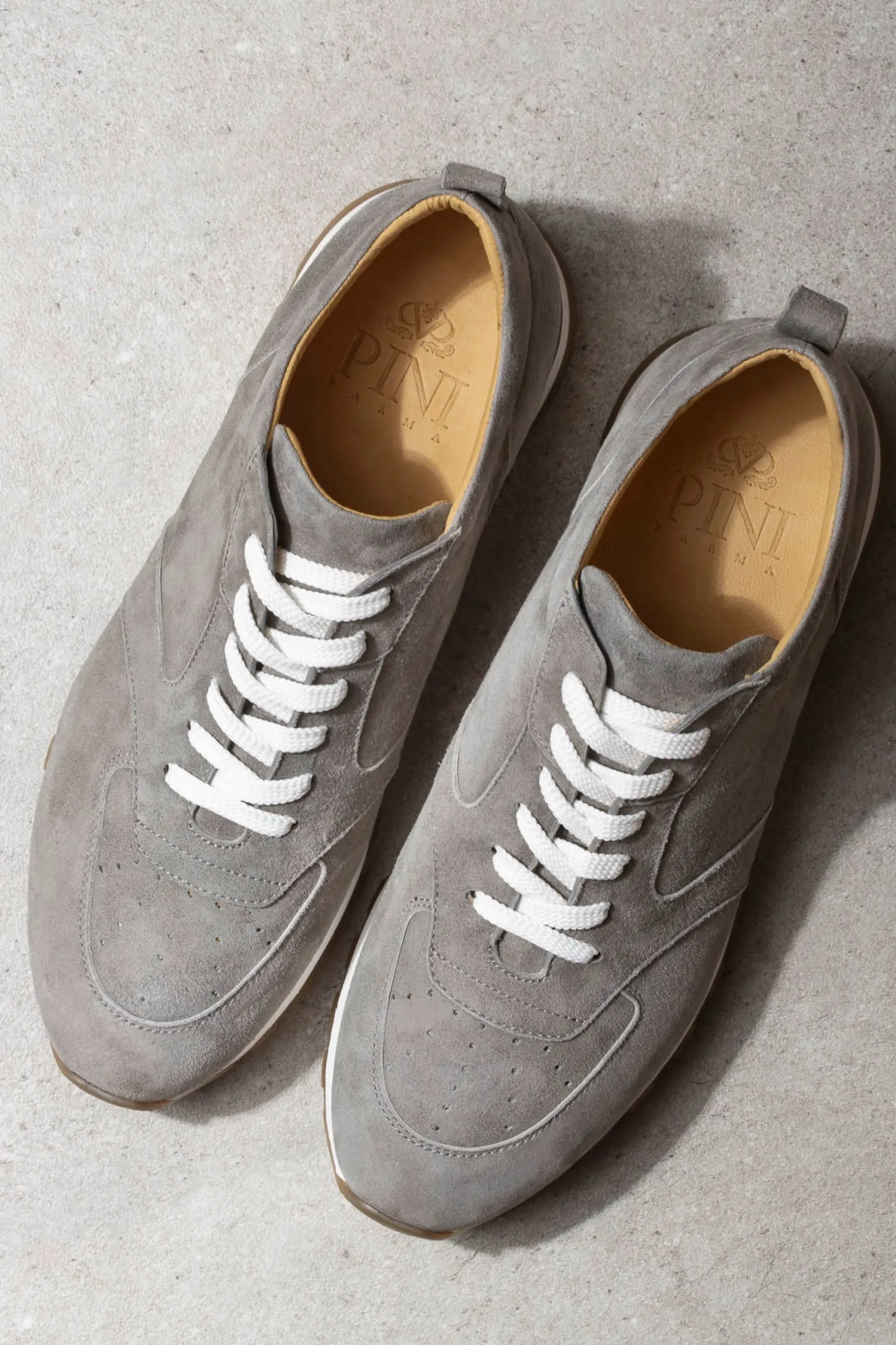 Pini Parma Grey Runners - Made In Italy Flash Sale
