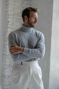 Pini Parma Grey Turtleneck – Made In Italy Online