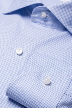 Pini Parma Houndstooth Light Blue Shirt - Made In Italy Sale