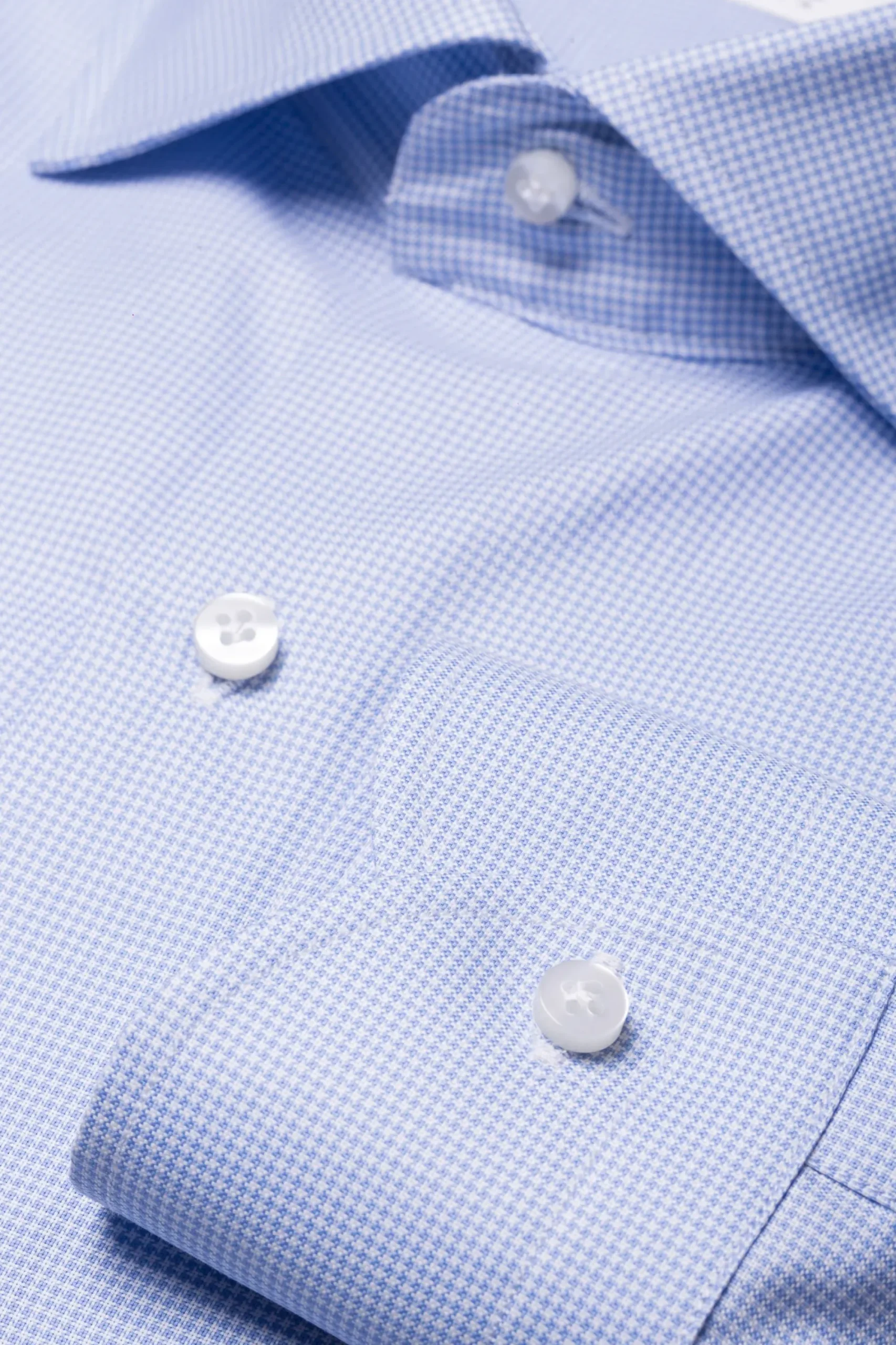 Pini Parma Houndstooth Light Blue Shirt - Made In Italy Sale