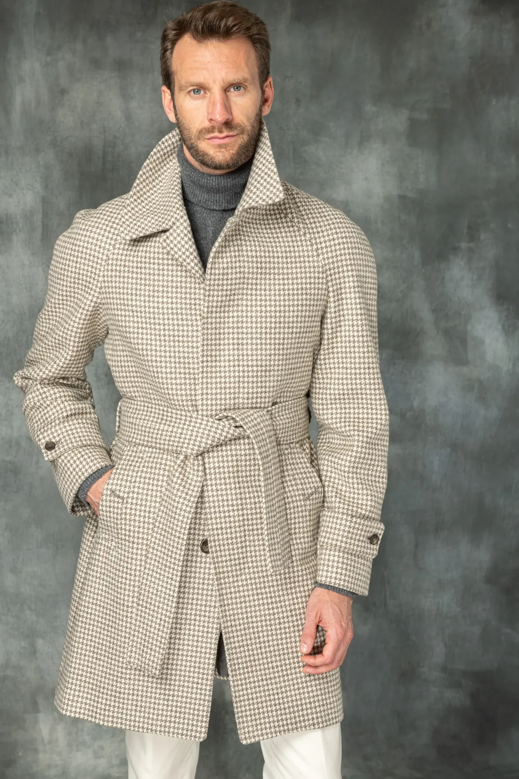 Pini Parma Houndstooth Raglan Coat – Made In Italy Fashion