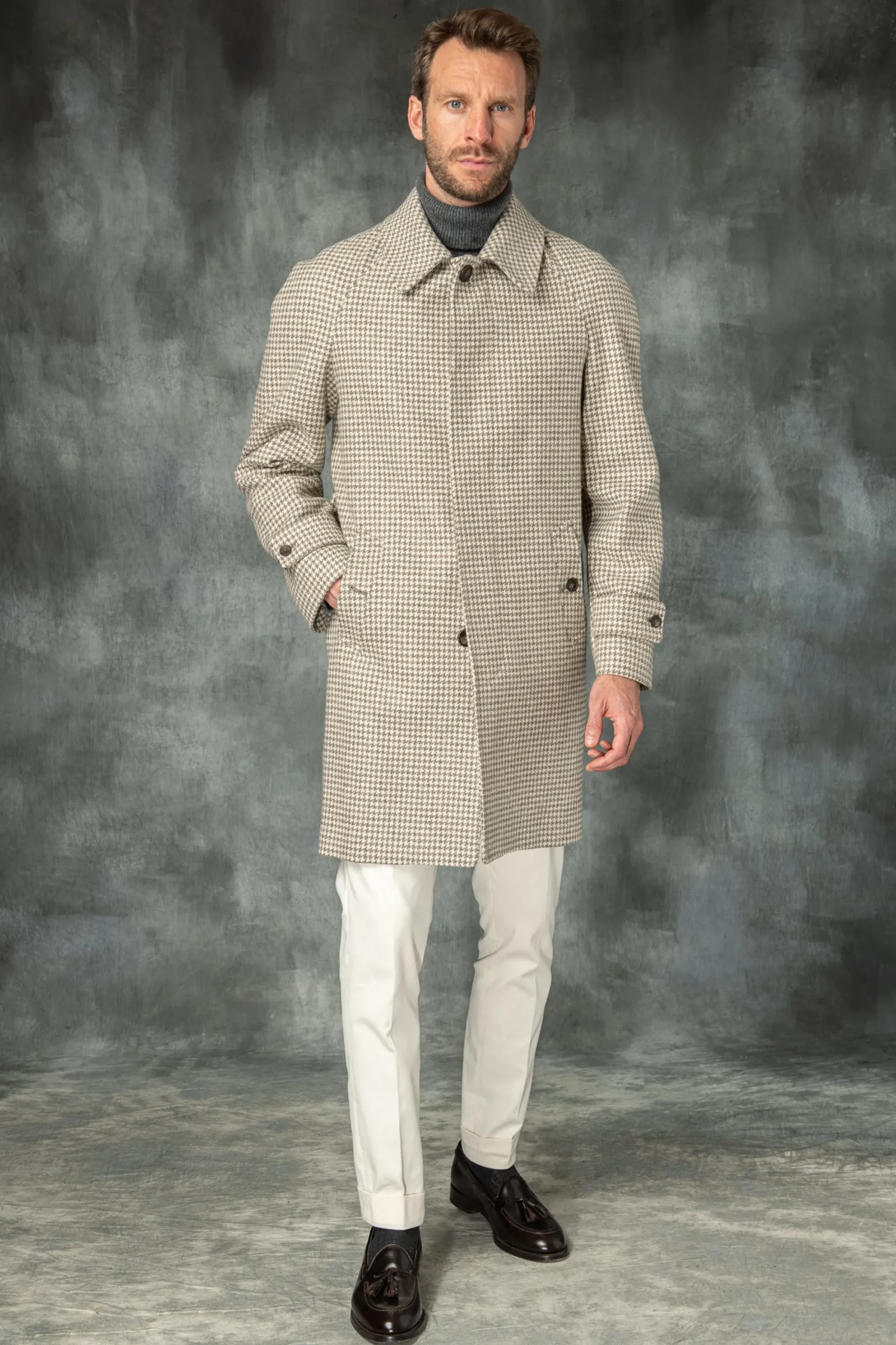 Pini Parma Houndstooth Raglan Coat – Made In Italy Fashion