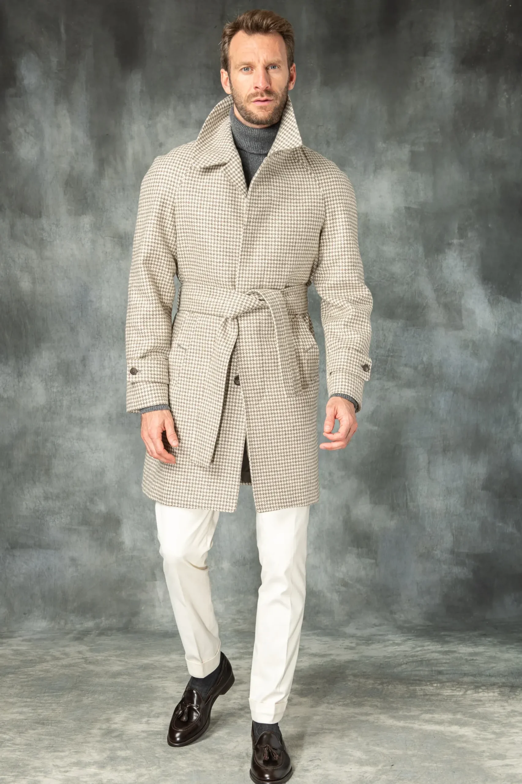 Pini Parma Houndstooth Raglan Coat – Made In Italy Fashion
