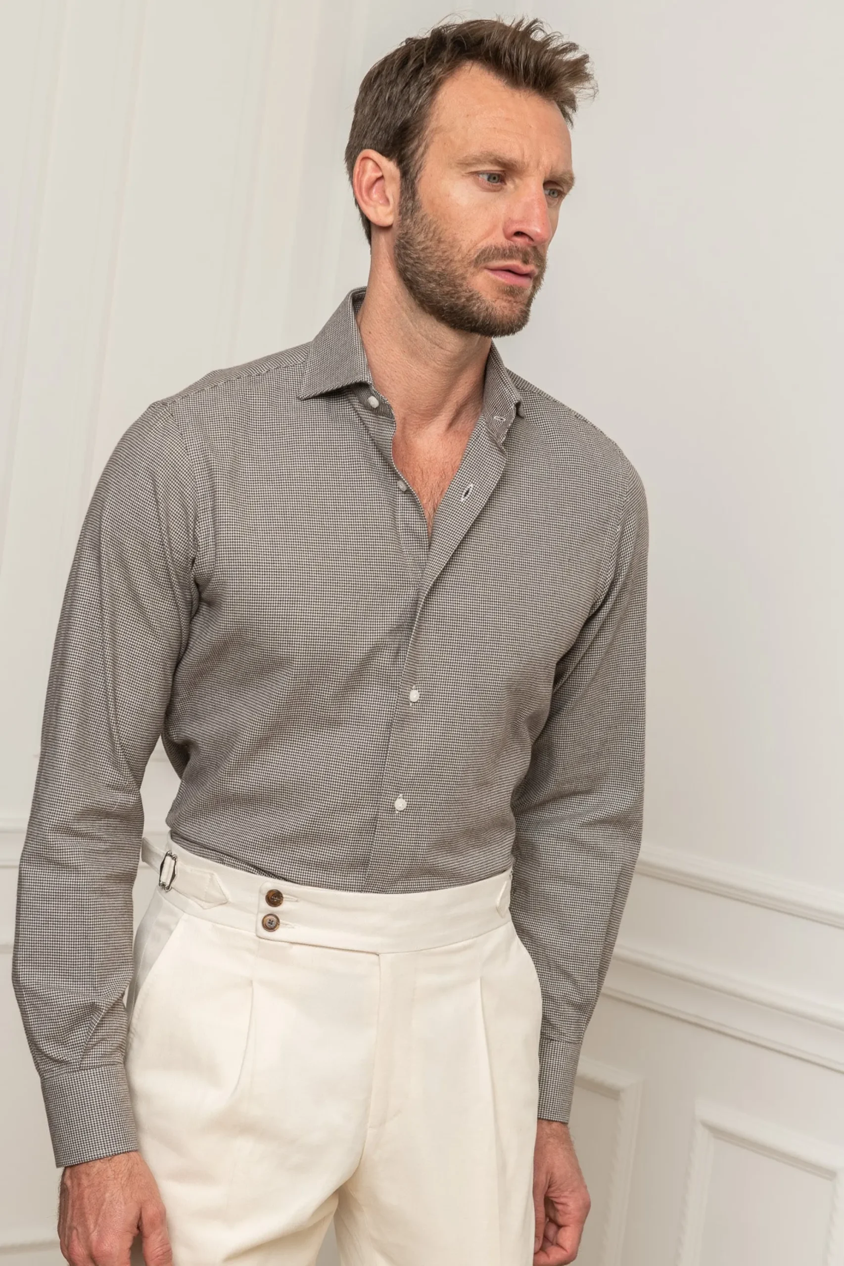 Pini Parma Houndstooth Shirt - Made In Italy Outlet