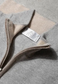 Pini Parma Ice And Taupe Full Zip Cardigan – Made In Italy Best