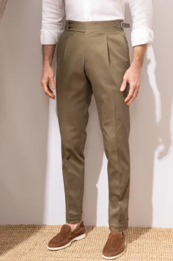 Pini Parma Kaki Cotton Trousers "Soragna Capsule Collection" - Made In Italy Discount