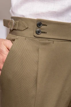 Pini Parma Kaki Cotton Trousers "Soragna Capsule Collection" - Made In Italy Discount