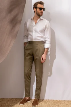 Pini Parma Kaki Cotton Trousers 