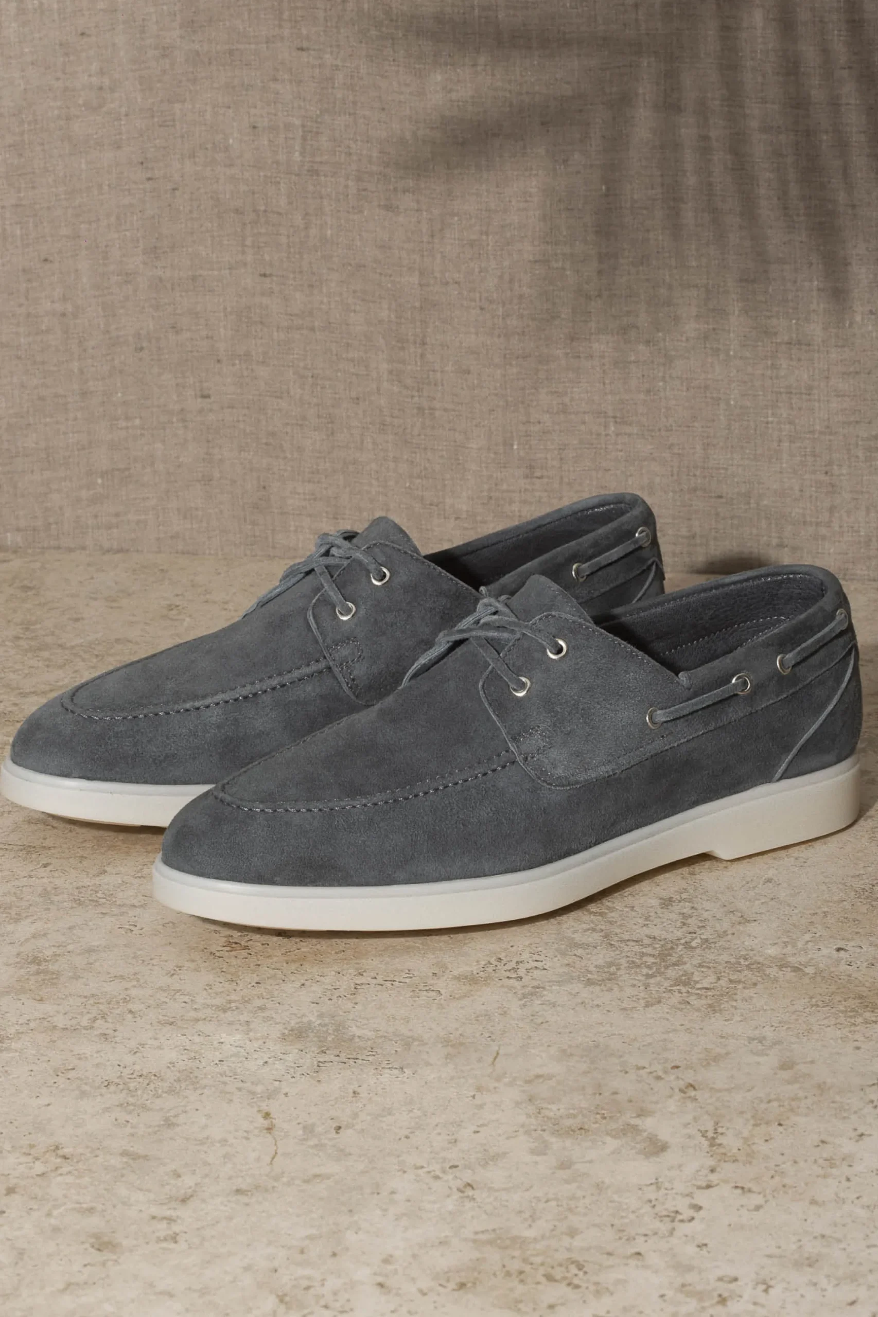 Pini Parma Lavagna Suede Boat Shoes - Made In Italy Outlet
