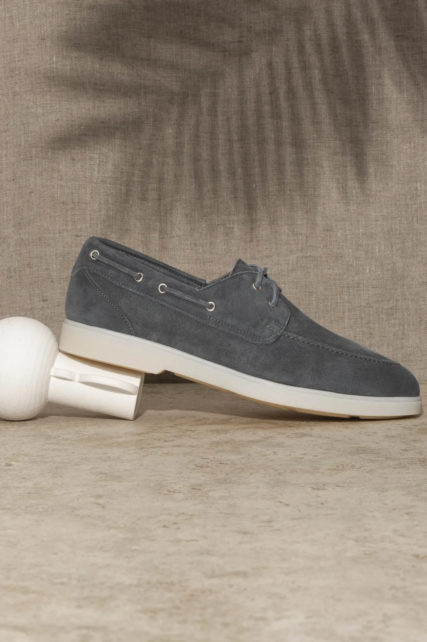 Pini Parma Lavagna Suede Boat Shoes - Made In Italy Outlet