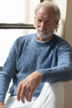 Pini Parma Light Blue Cable Knit Sweater – Made In Italy Shop