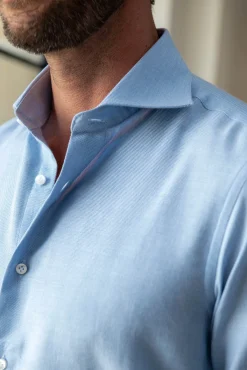 Pini Parma Light Blue Cashmere And Cotton Shirt - Made In Italy Cheap
