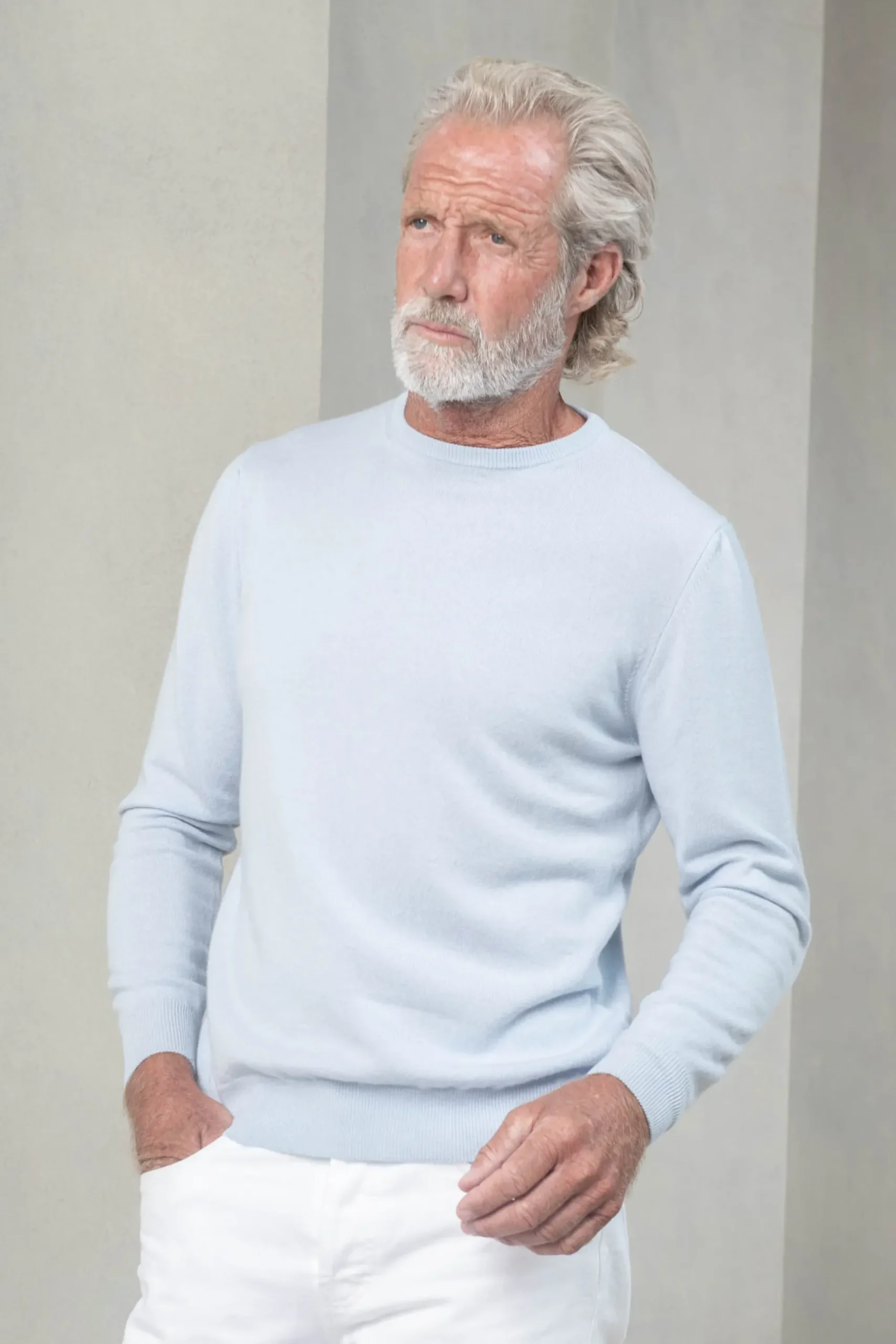 Pini Parma Light Blue Cashmere Round Neck – Made In Italy Fashion