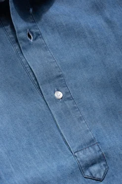 Pini Parma Light Blue Denim Popover Shirt - Made In Italy New