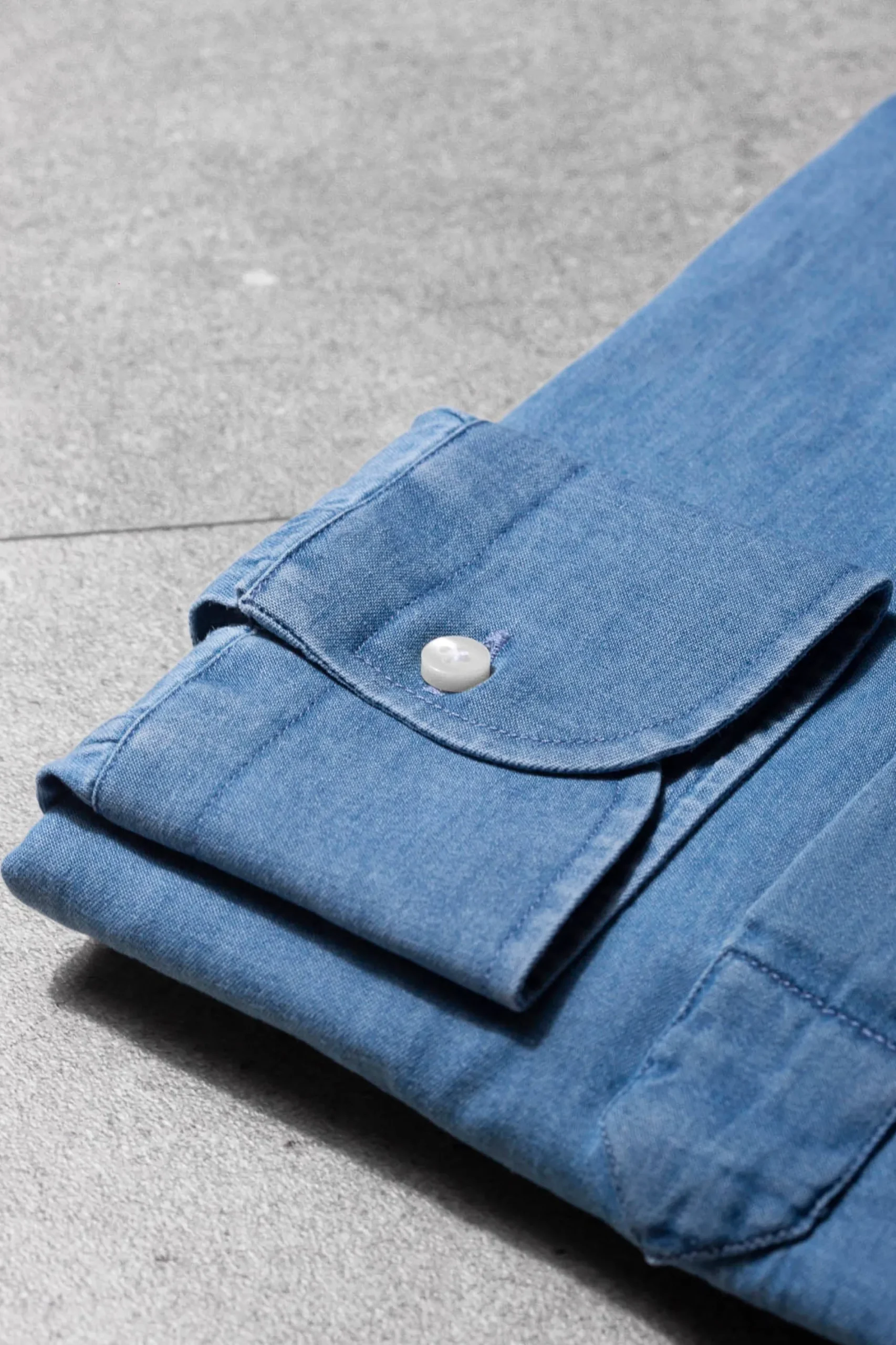 Pini Parma Light Blue Denim Popover Shirt - Made In Italy New
