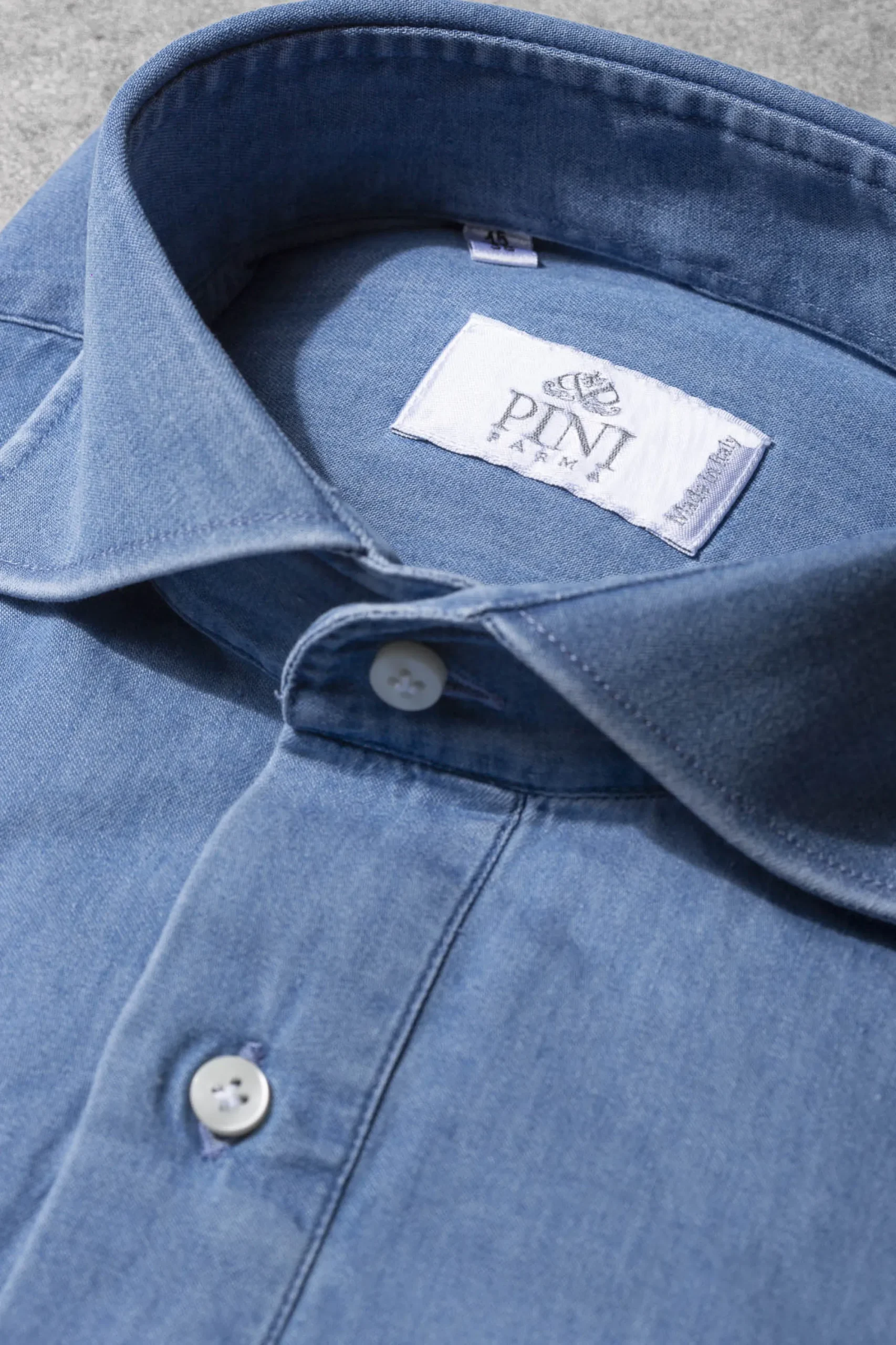 Pini Parma Light Blue Denim Popover Shirt - Made In Italy New