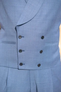 Pini Parma Light Blue Double Breasted Waistcoat
