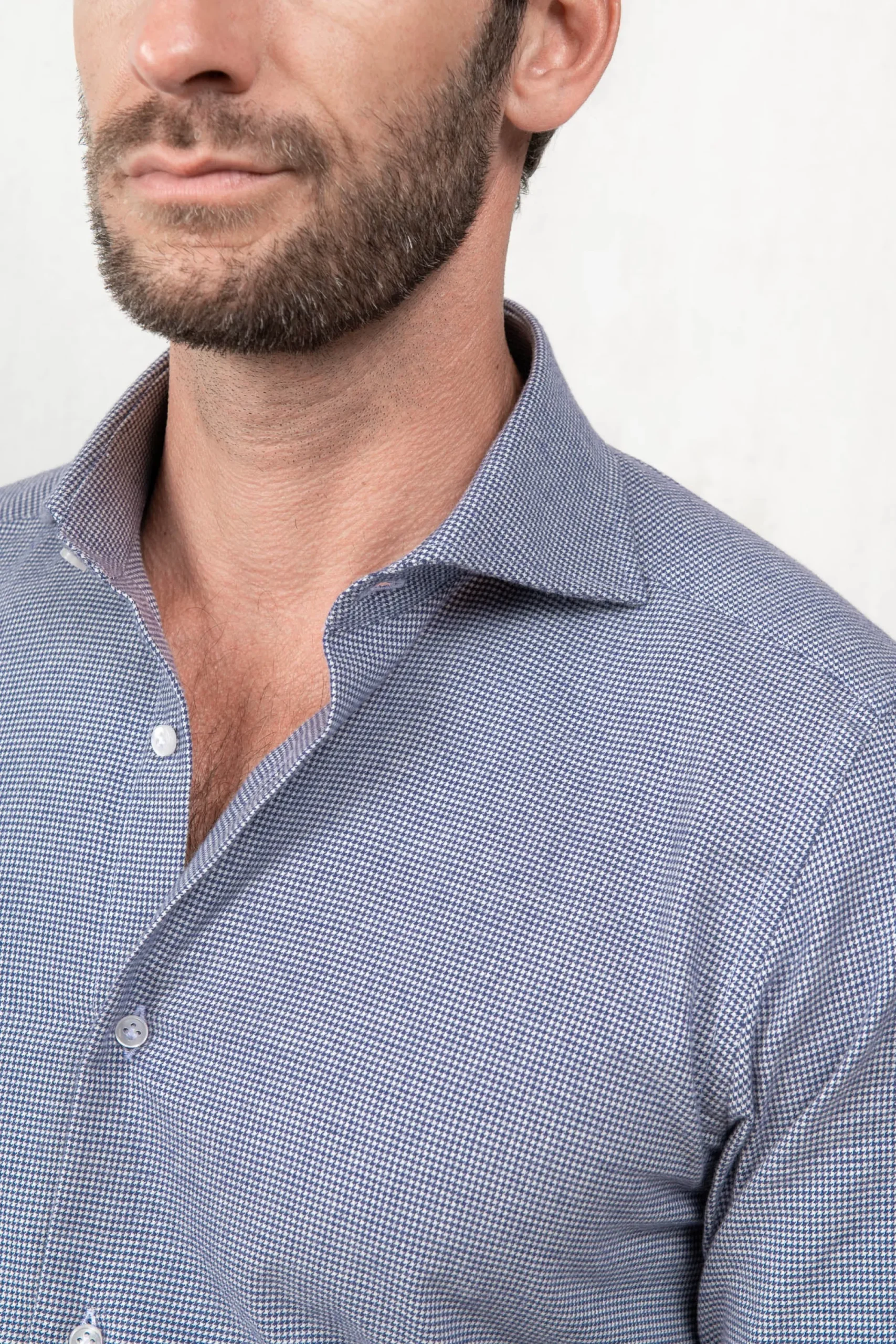 Pini Parma Light Blue Houndstooth Shirt - Made In Italy Discount