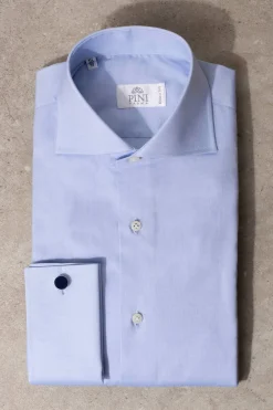 Pini Parma Light Blue Shirt With Double Cuff - Made In Italy Best