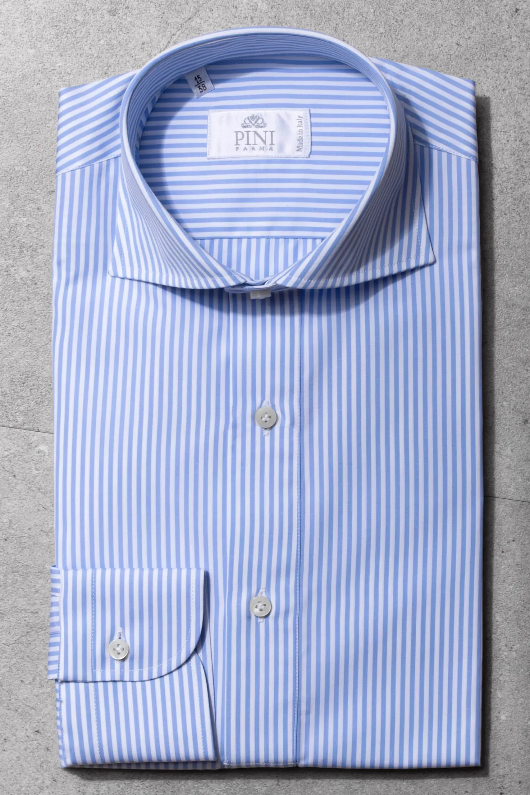 Pini Parma Light Blue Striped Popover Shirt - Made In Italy New