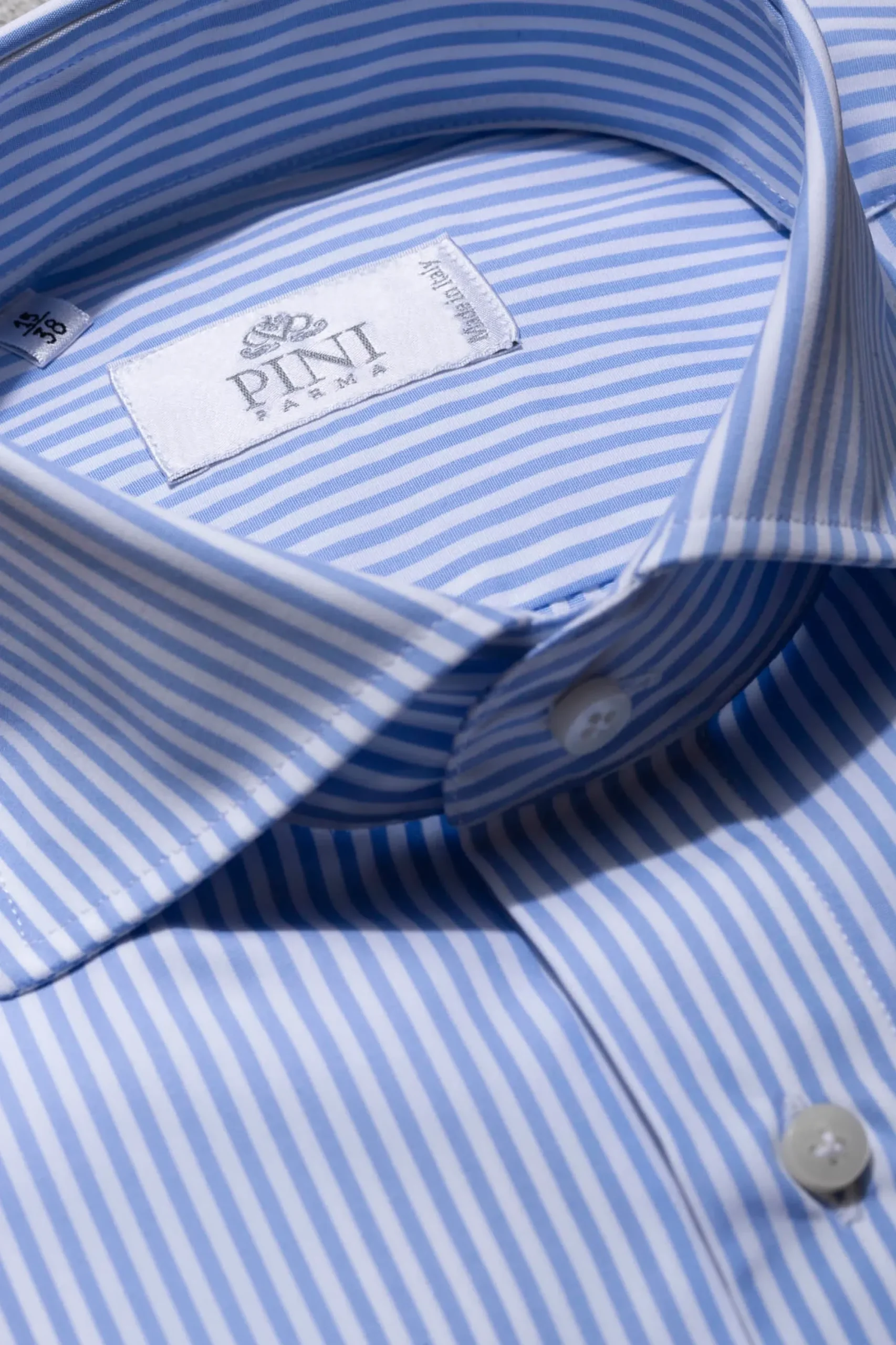 Pini Parma Light Blue Striped Popover Shirt - Made In Italy New