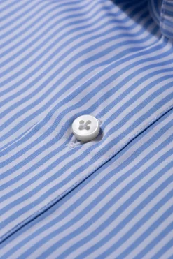 Pini Parma Light Blue Striped Popover Shirt - Made In Italy New