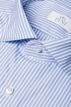 Pini Parma Light Blue Striped Shirt - Made In Italy Best