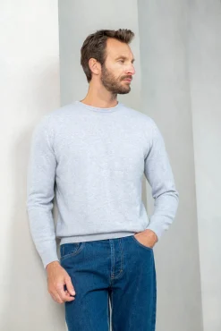 Pini Parma Light Grey Cashmere Round Neck – Made In Italy Discount