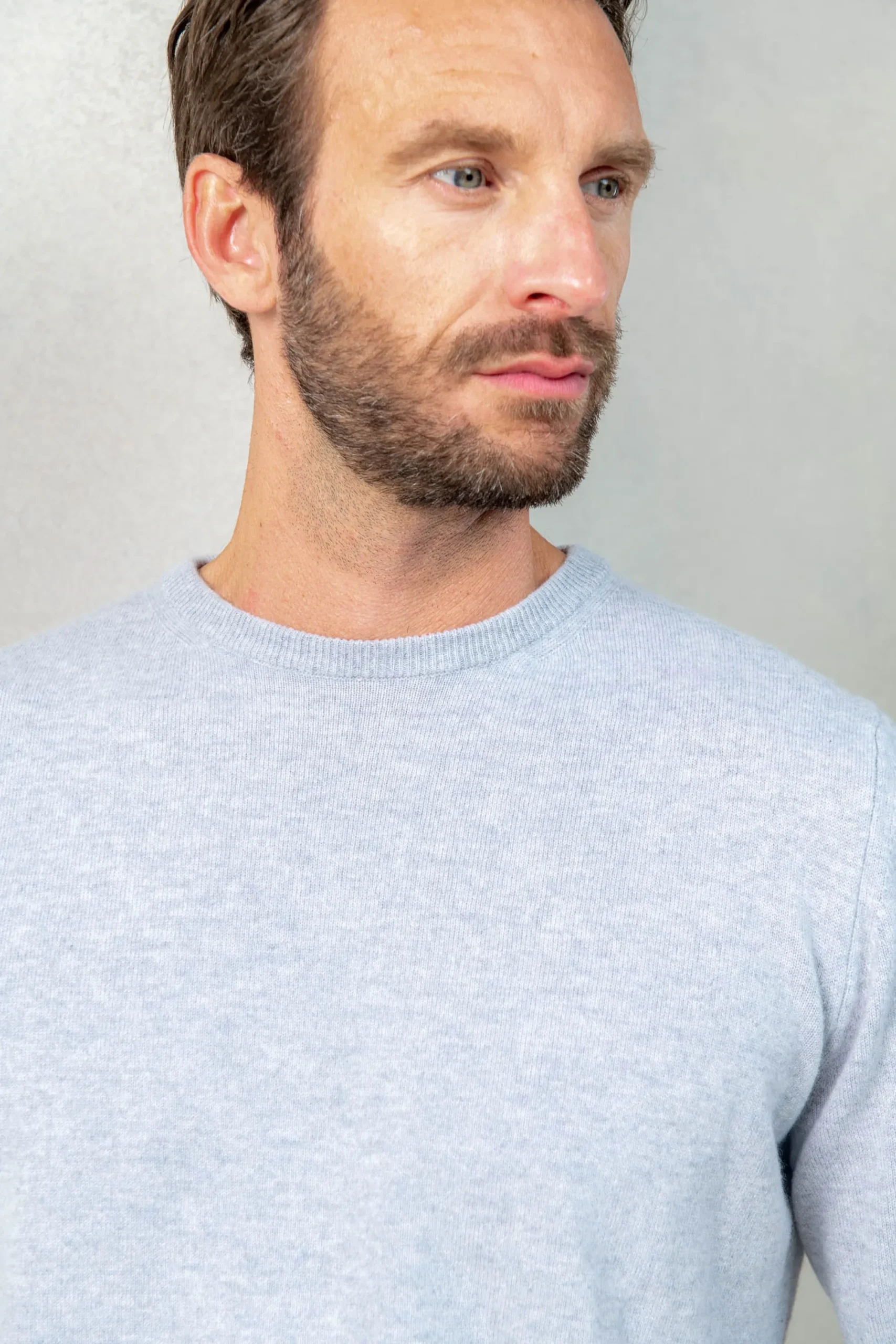 Pini Parma Light Grey Cashmere Round Neck – Made In Italy Discount