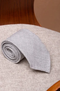 Pini Parma Light Grey Flannel Tie - Hand Made In Italy Best Sale