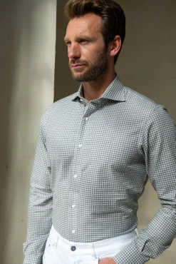 Pini Parma Light Grey Vichy Shirt - Made In Italy New