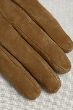 Pini Parma Nocciola Cashmere Lined Suede Gloves - Made In Italy Best Sale