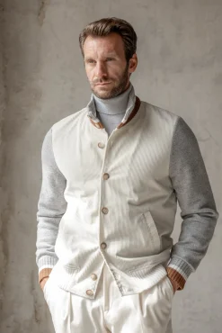 Pini Parma Off-White Knitted And Corduroy Bomber – Made In Italy Store