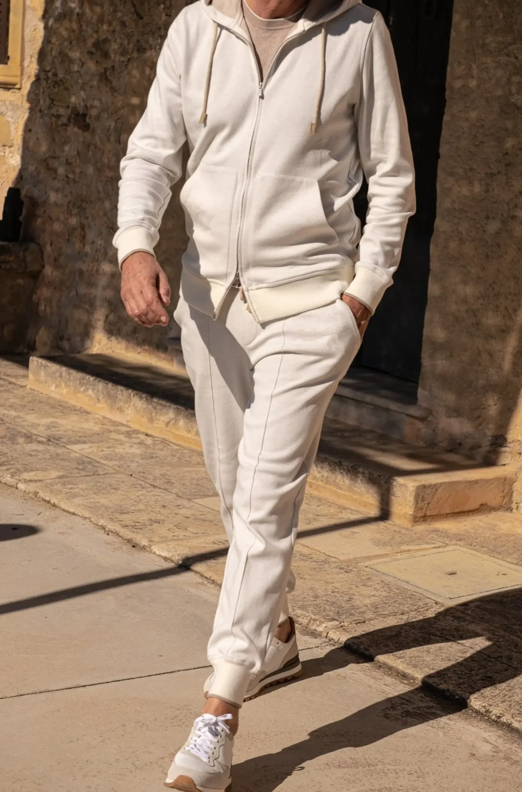Pini Parma Off-White Leisure Zip Hoodie - Made In Italy Best