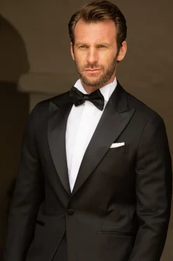 Pini Parma Pre-Tied Black Silk Bow Tie - Made In Italy Online