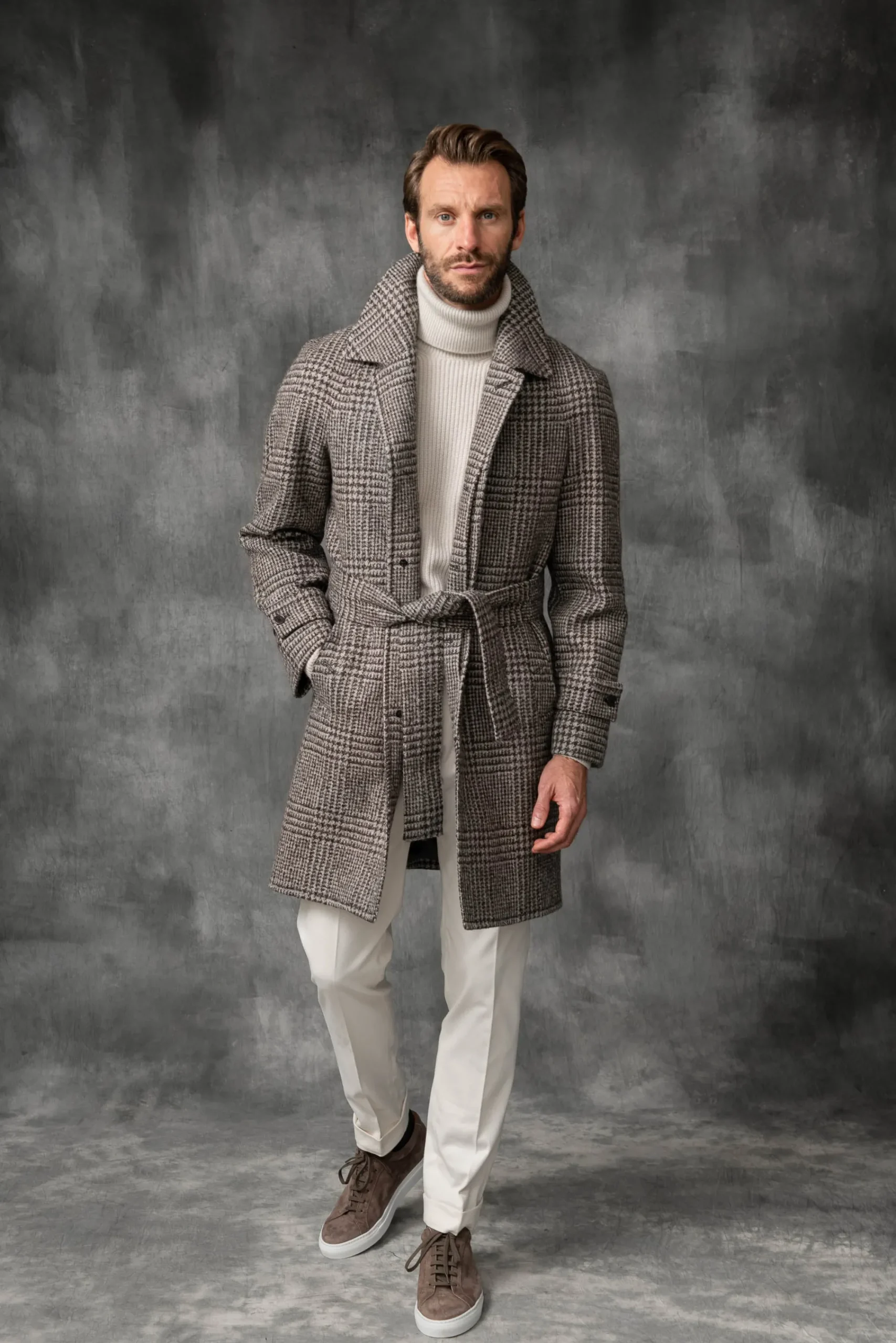 Pini Parma Prince Of Wales Alpaca Raglan Coat – Made In Italy Discount