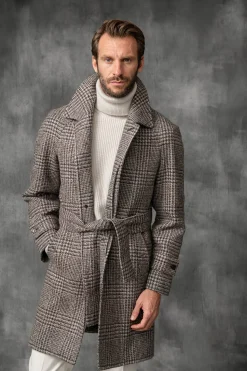 Pini Parma Prince Of Wales Alpaca Raglan Coat – Made In Italy Discount