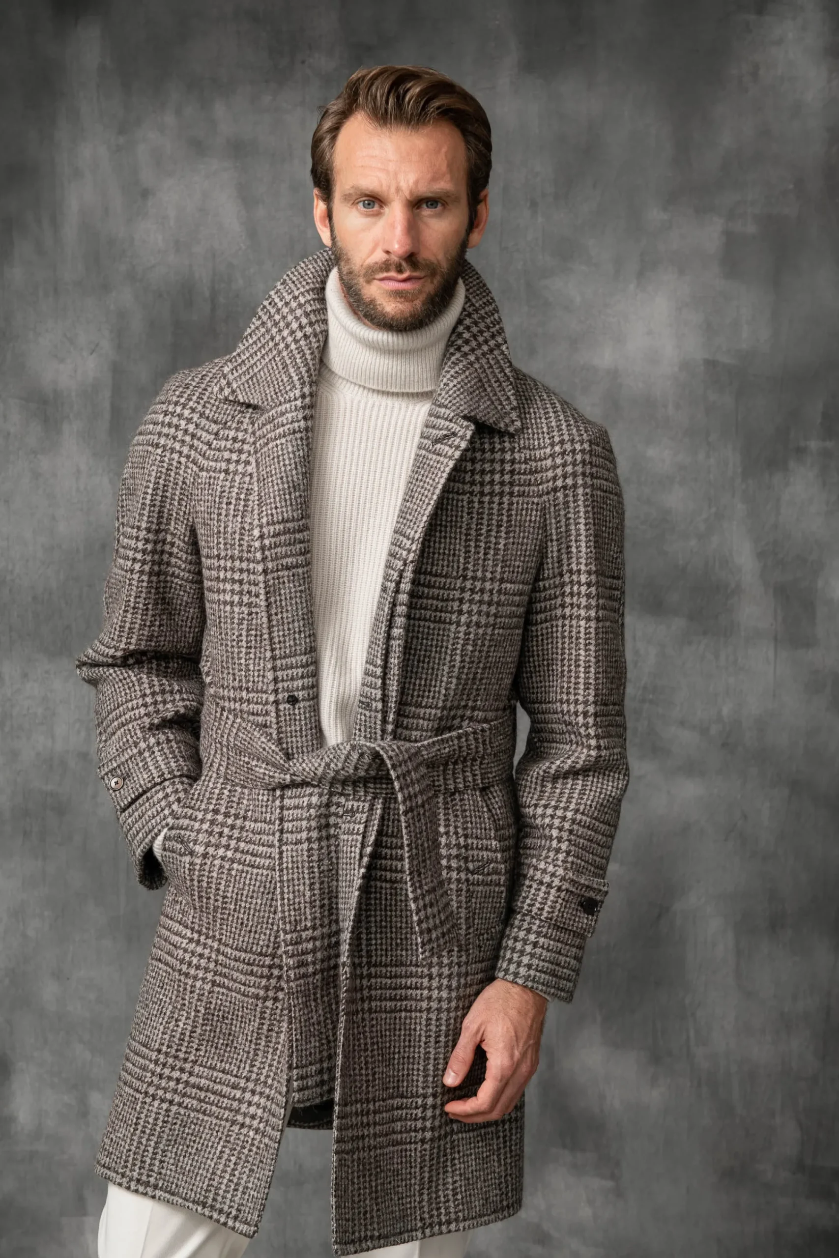 Pini Parma Prince Of Wales Alpaca Raglan Coat – Made In Italy Discount