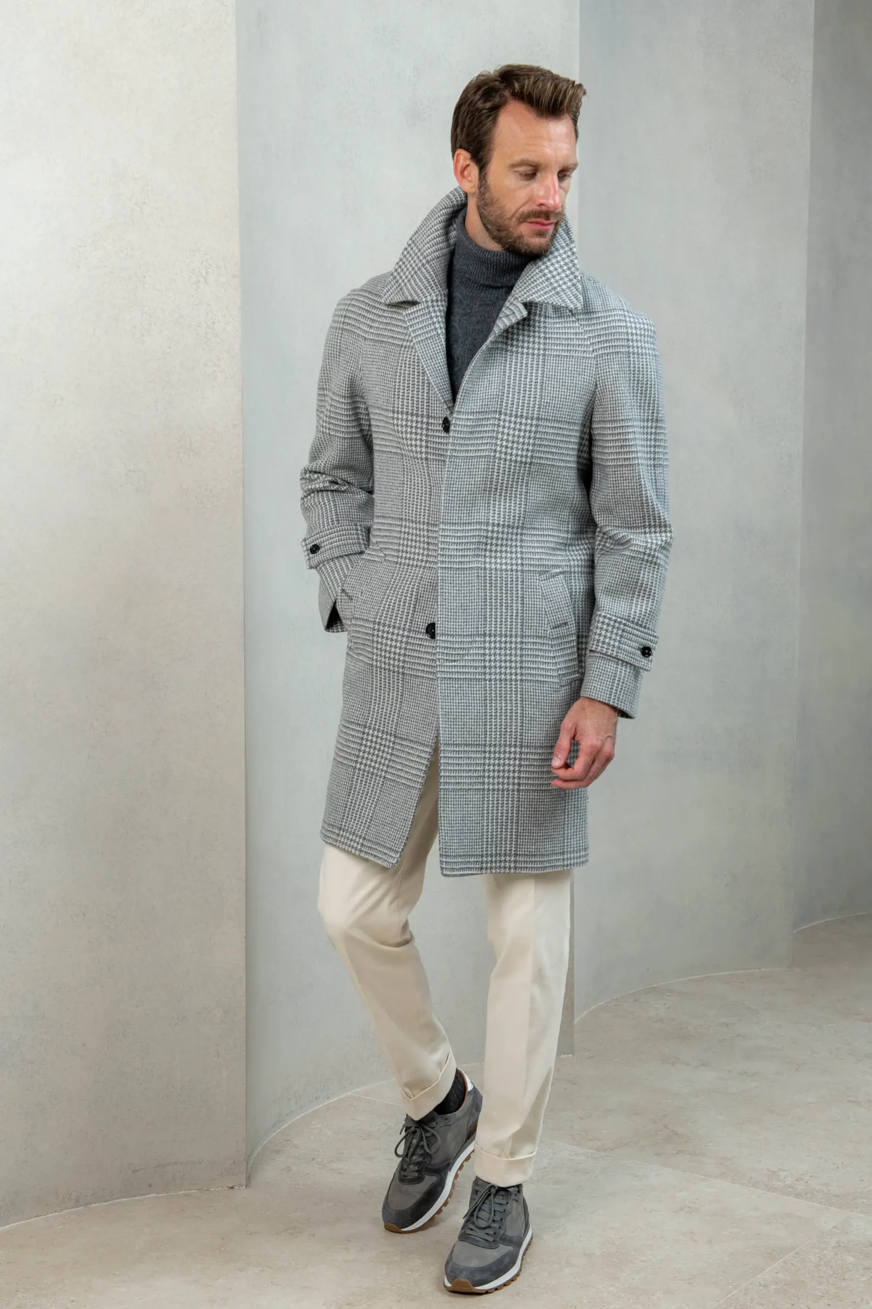 Pini Parma Prince Of Wales Raglan Coat – Made In Italy Hot