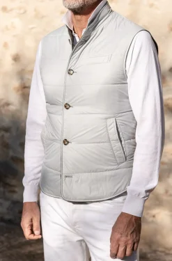 Pini Parma Sage Linen Reversible Down Vest – Made In Italy Cheap